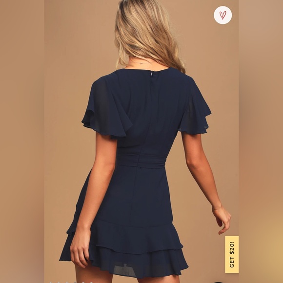 Navy Ruffled Mini Dress - Picture 2 of 2